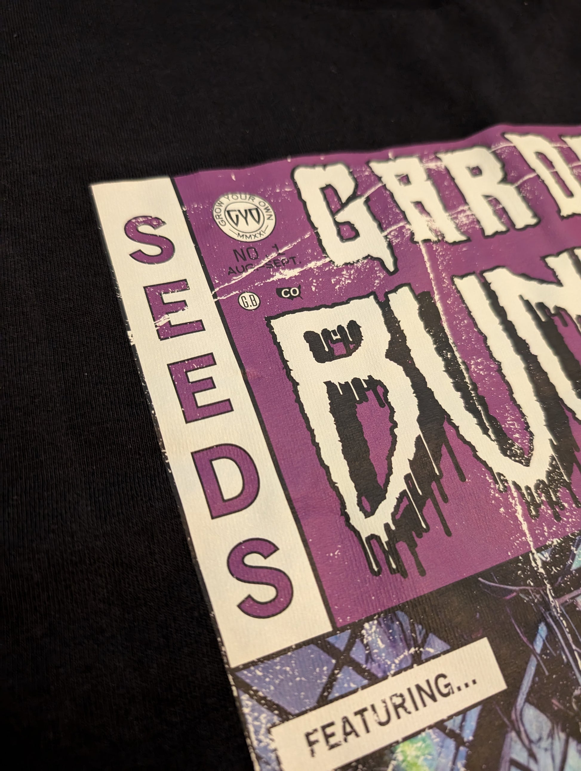 Tales from the Garden No. 1 Greenhouse Horror Comic Shirt Artwork Seeds Detail