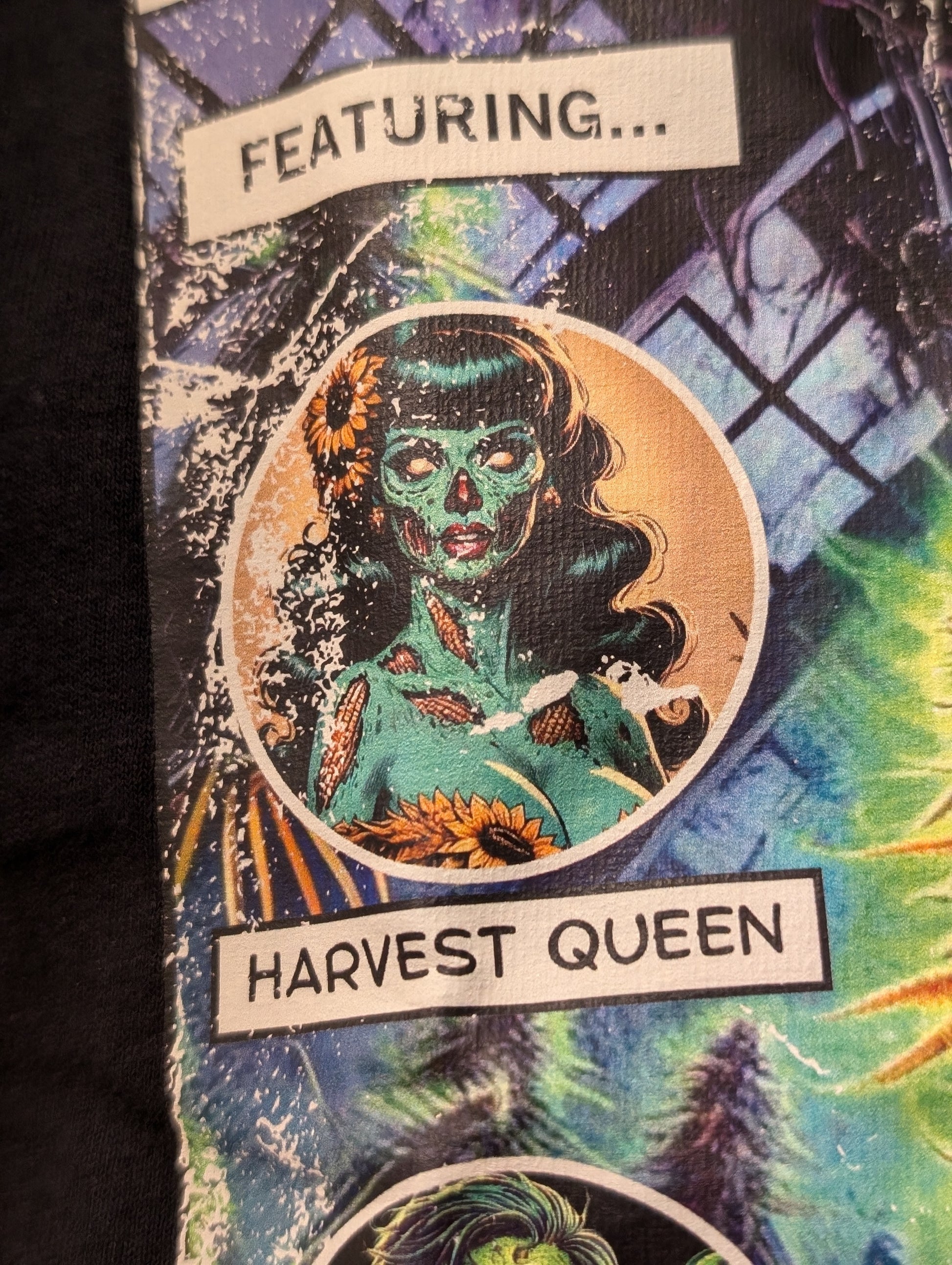 Tales from the Garden No. 1 Greenhouse Horror Comic Shirt Artwork Featuring Harvest Queen Detail