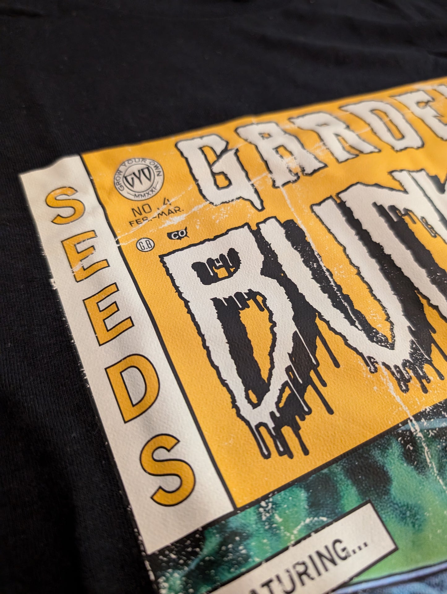 Tales from the Garden No. 4 Home Grown Horror Comic Shirt Artwork Seeds Detail