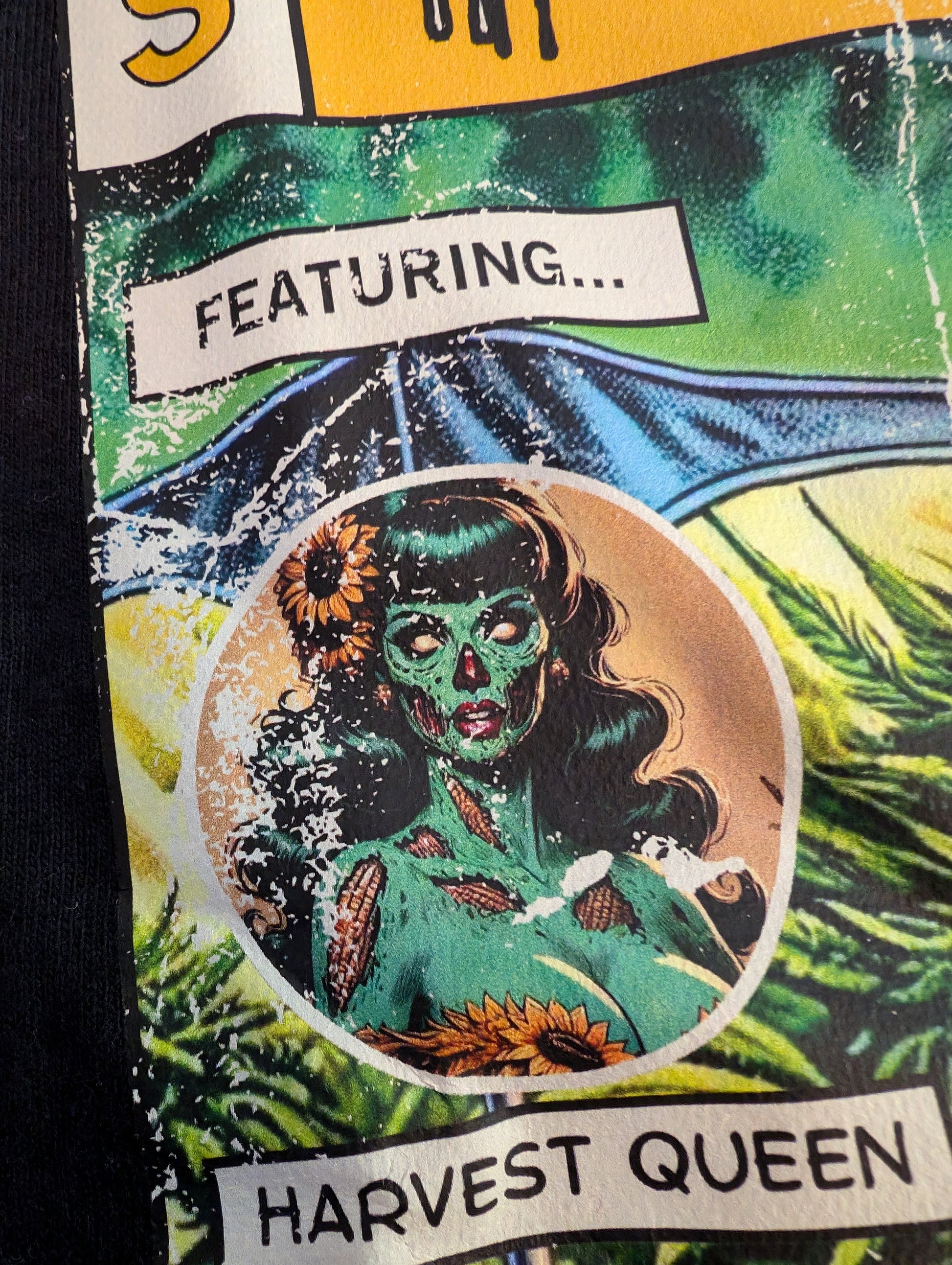 Tales from the Garden No. 4 Home Grown Horror Comic Shirt Artwork Featuring Harvest Queen Detail