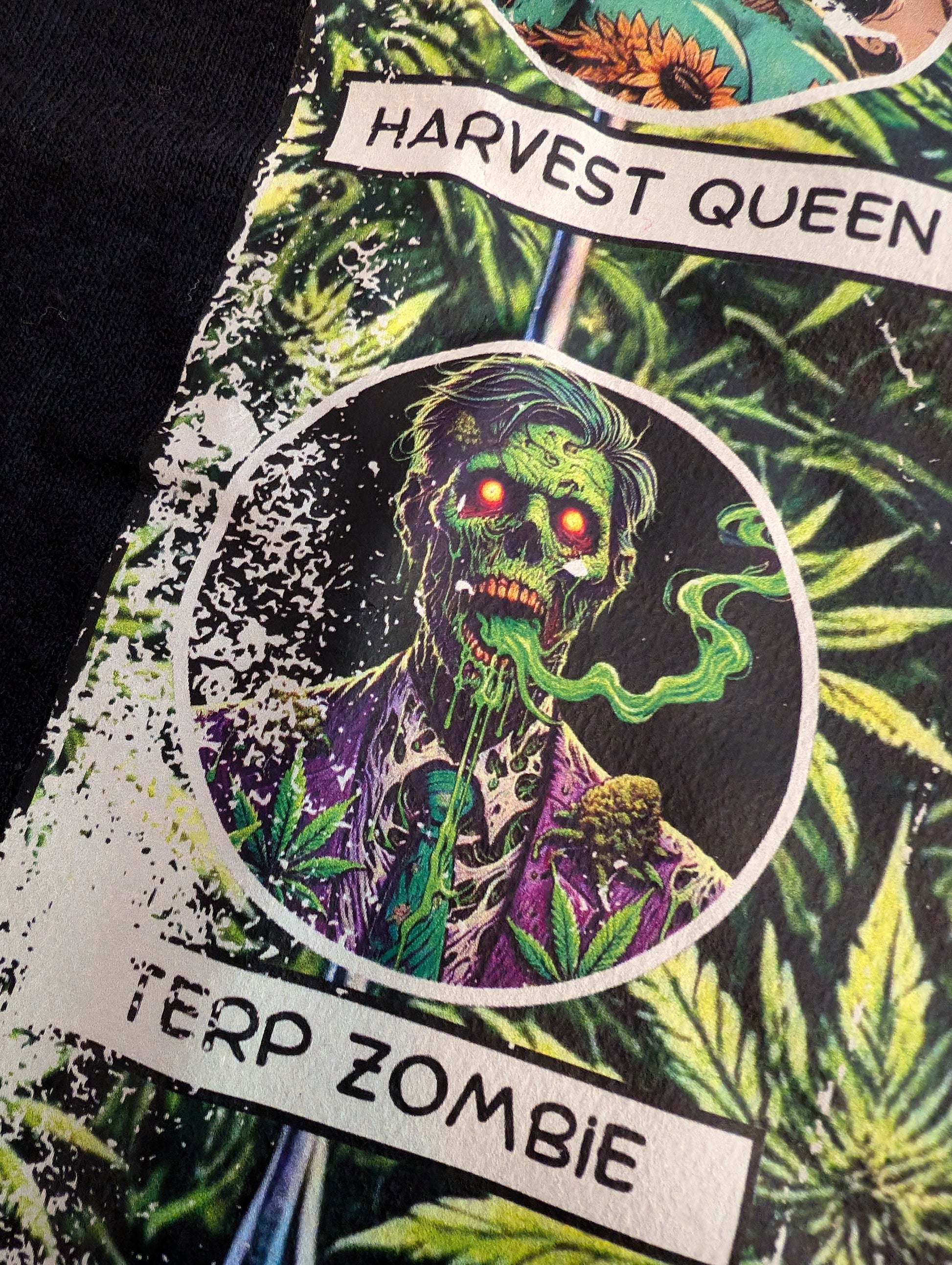 Tales from the Garden No. 4 Home Grown Horror Comic Shirt Artwork Featuring Terp Zombie Detail