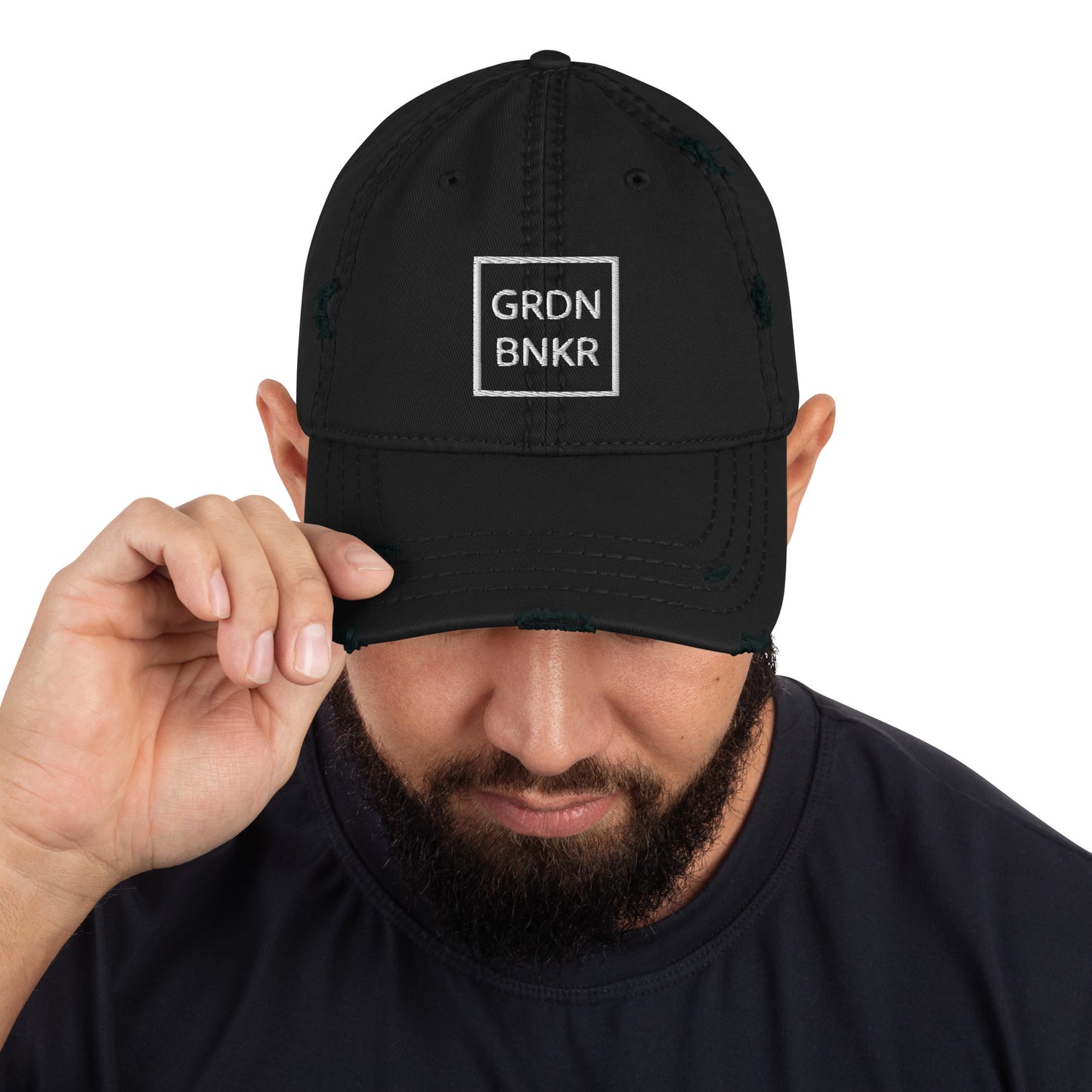 Distressed Dad Hat Garden Bunker MMXXI (White)