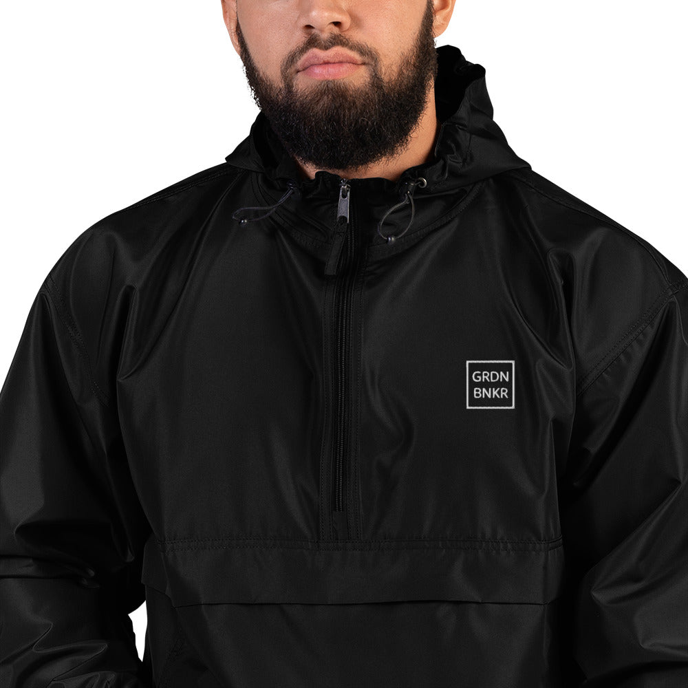 Embroidered Champion Packable Jacket with Badge Logo GRDN BNKR (White)