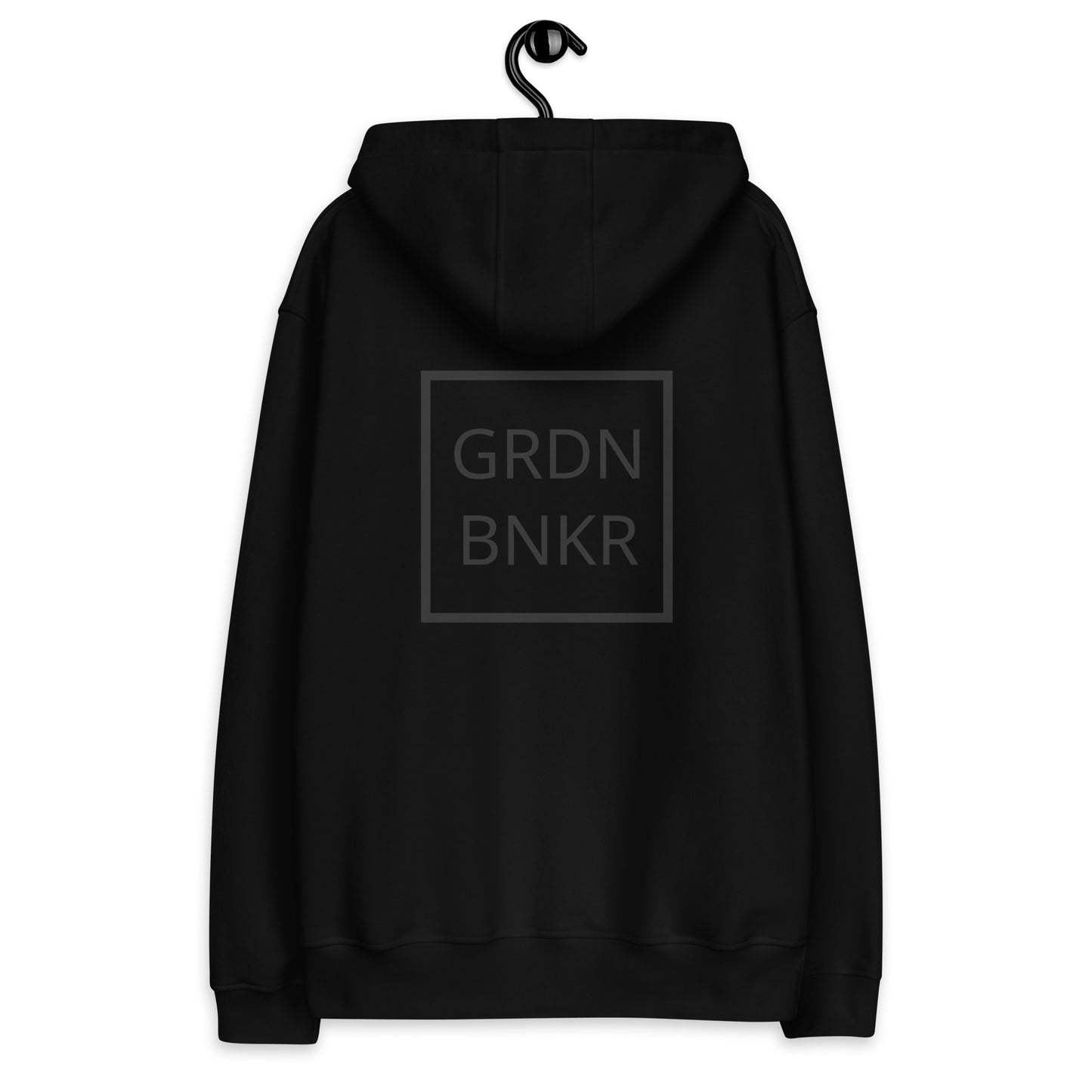 Premium Eco Hoodie with Back Logo GRDN BNKR (Black on Black)