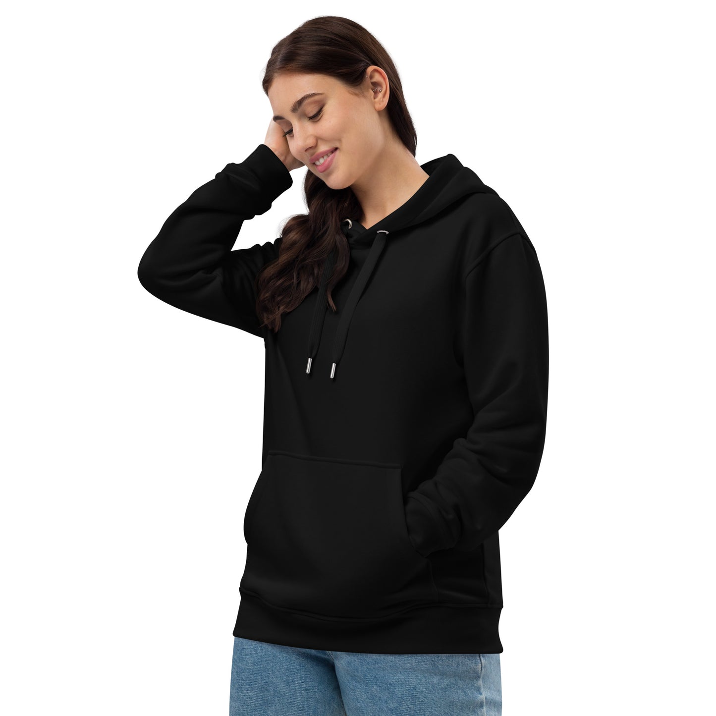 Premium Eco Hoodie with Back Logo GRDN BNKR (White on Black)