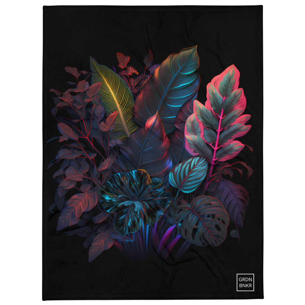 Throw Blanket with Vibrant Houseplant Foliage (Neon)