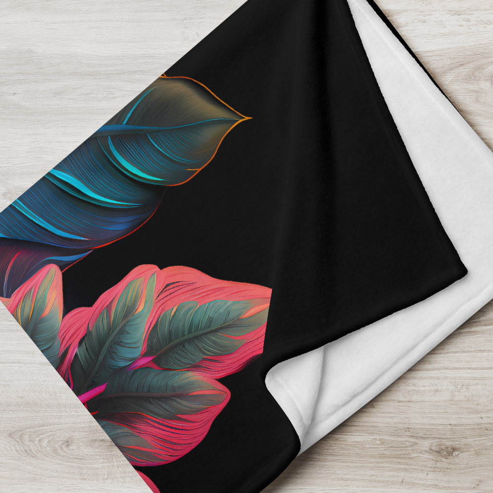 Throw Blanket with Vibrant Houseplant Foliage (Neon)