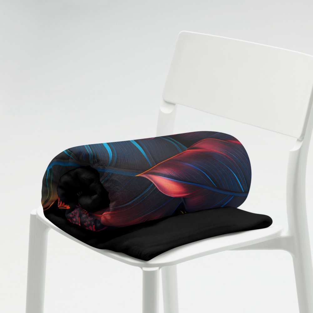 Throw Blanket with Vibrant Houseplant Foliage (Neon)