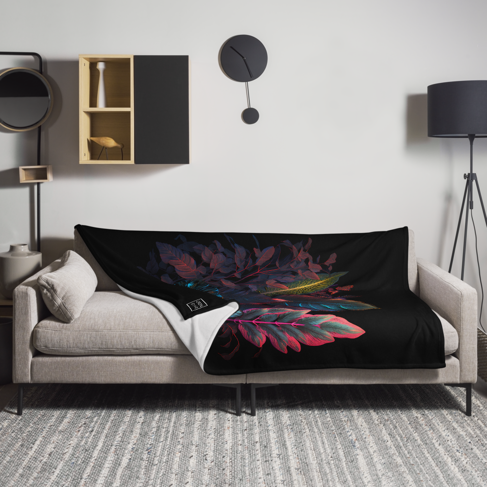 Throw Blanket with Vibrant Houseplant Foliage (Neon)