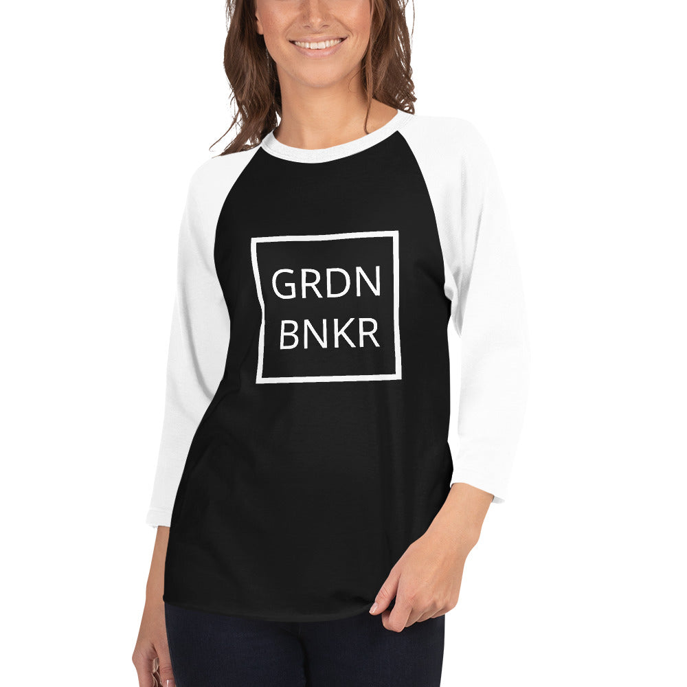 3/4 Sleeve Raglan Shirt with Front Logo GRDN BNKR (White)