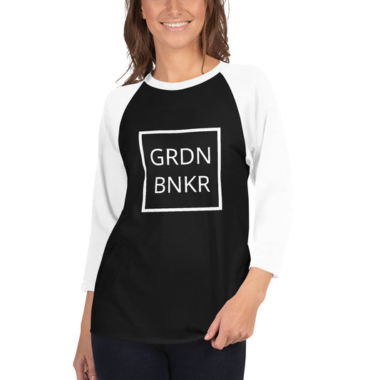 3/4 Sleeve Raglan Shirt with Front Logo GRDN BNKR (White)