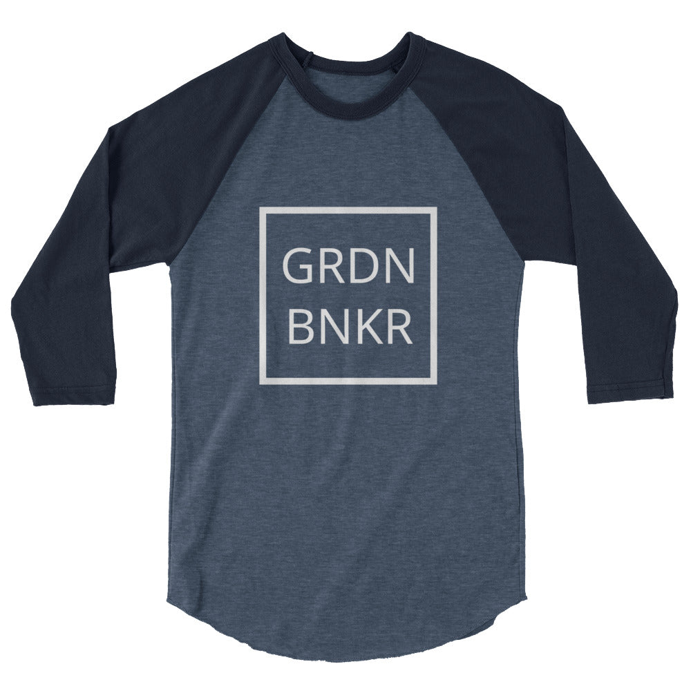 3/4 Sleeve Raglan Shirt with Front Logo GRDN BNKR (White)