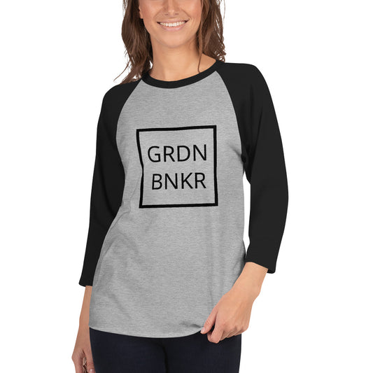 3/4 Sleeve Raglan Shirt with Front Logo GRDN BNKR (Black)