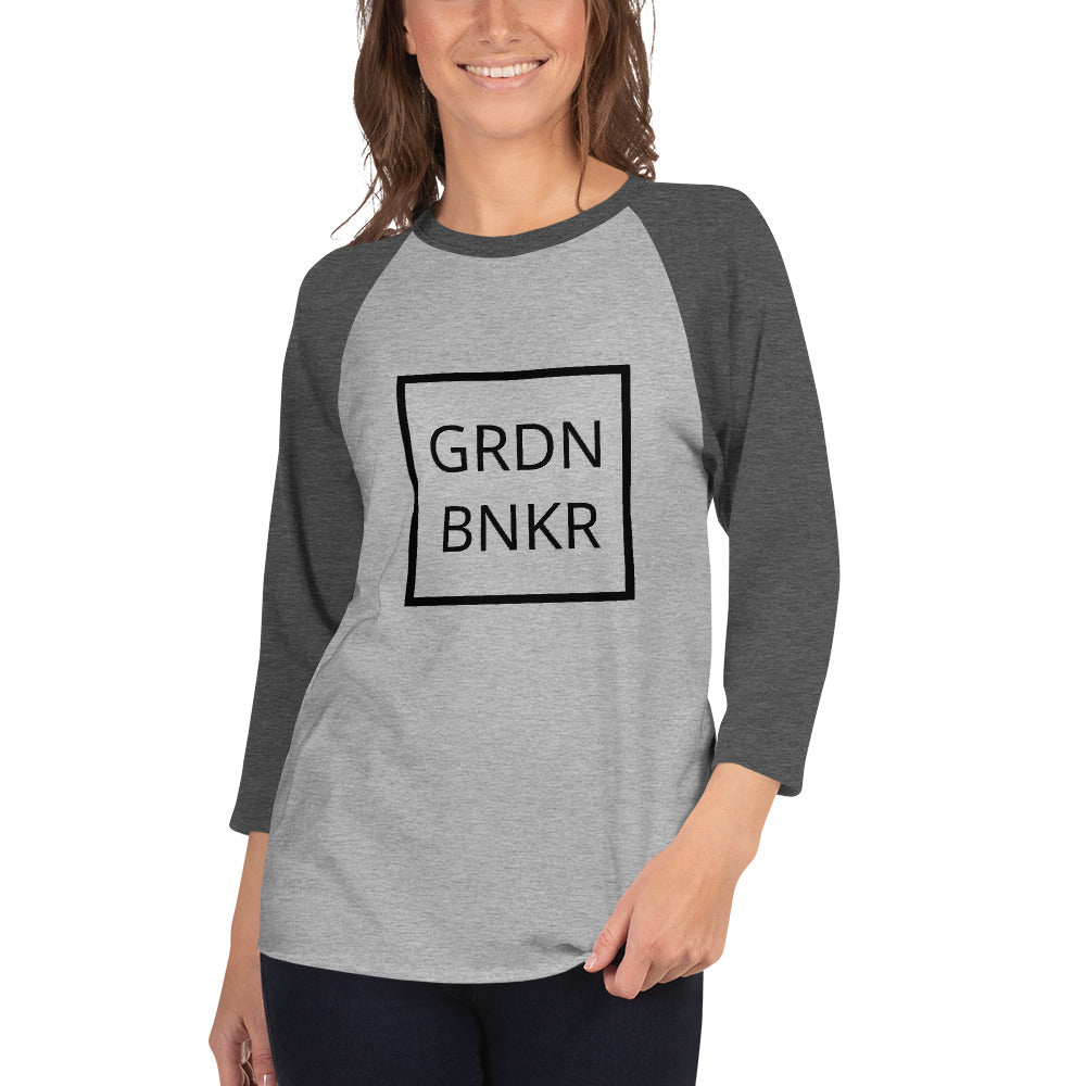 3/4 Sleeve Raglan Shirt with Front Logo GRDN BNKR (Black)