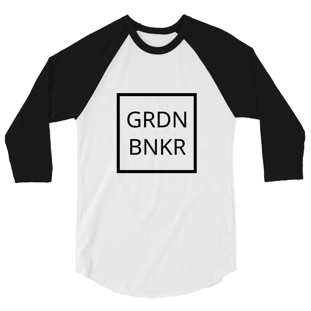3/4 Sleeve Raglan Shirt with Front Logo GRDN BNKR (Black)