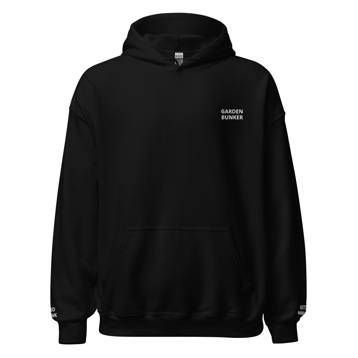 Unisex Hoodie with Back Logo GRDN BNKR (White)