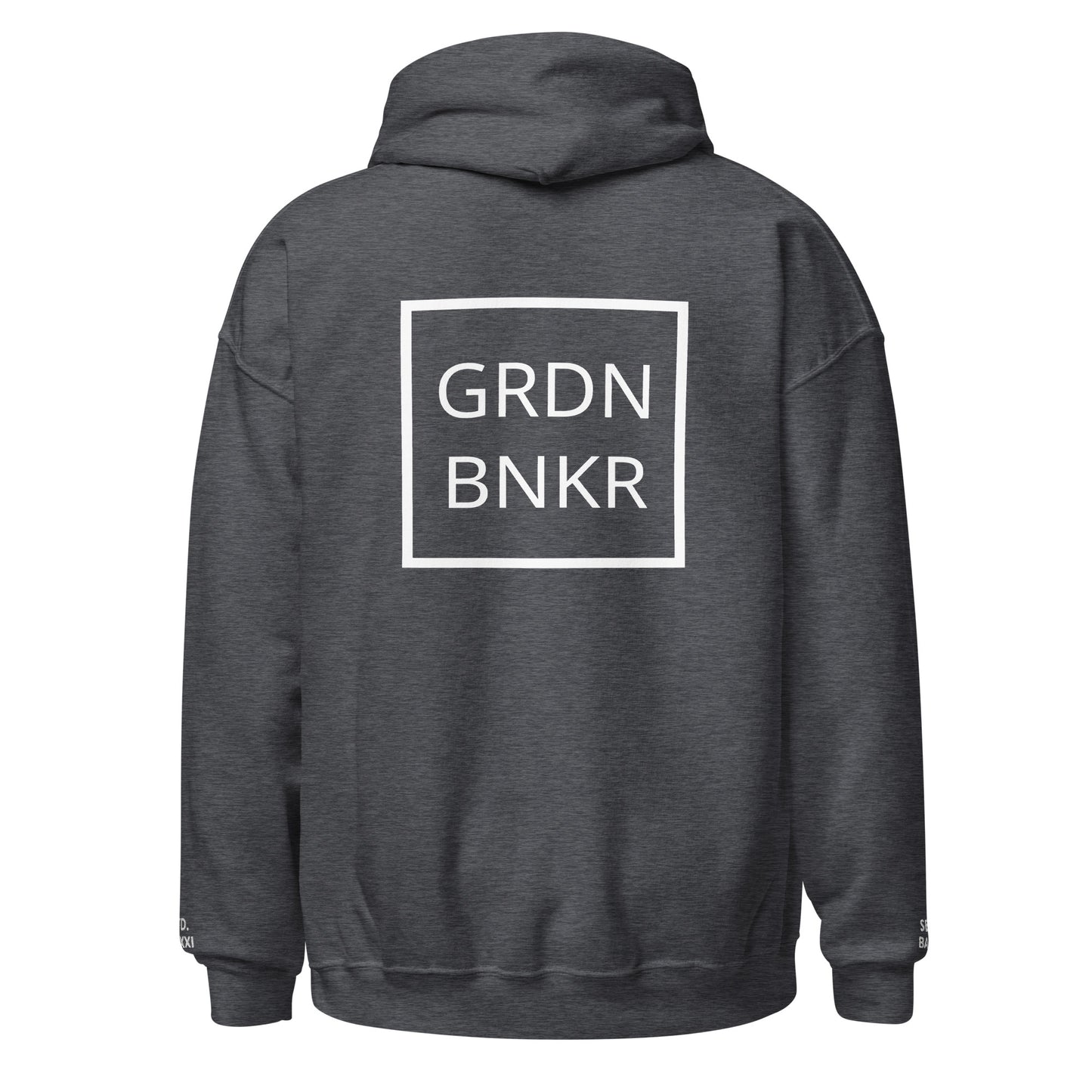 Unisex Hoodie with Back Logo GRDN BNKR (White)