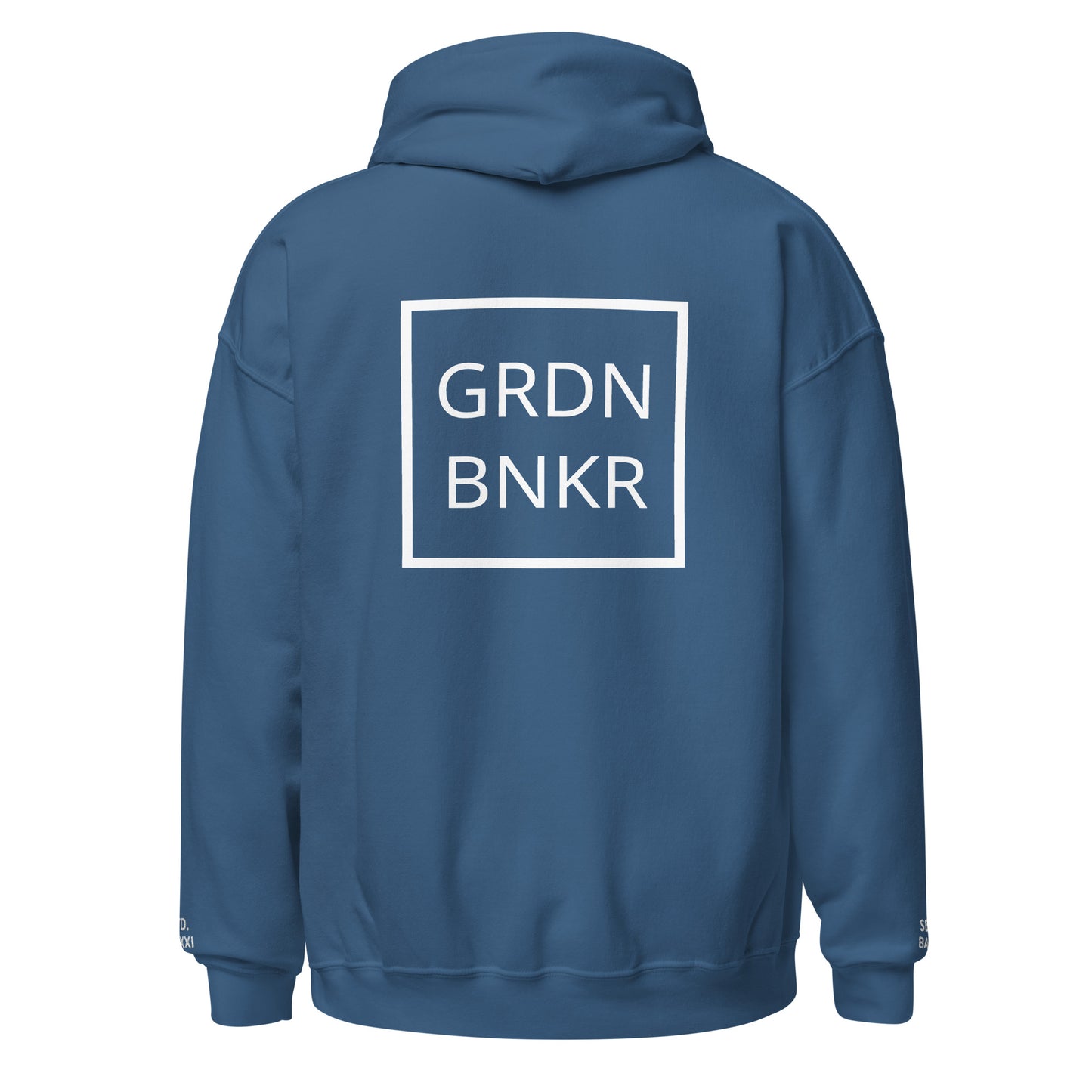 Unisex Hoodie with Back Logo GRDN BNKR (White)