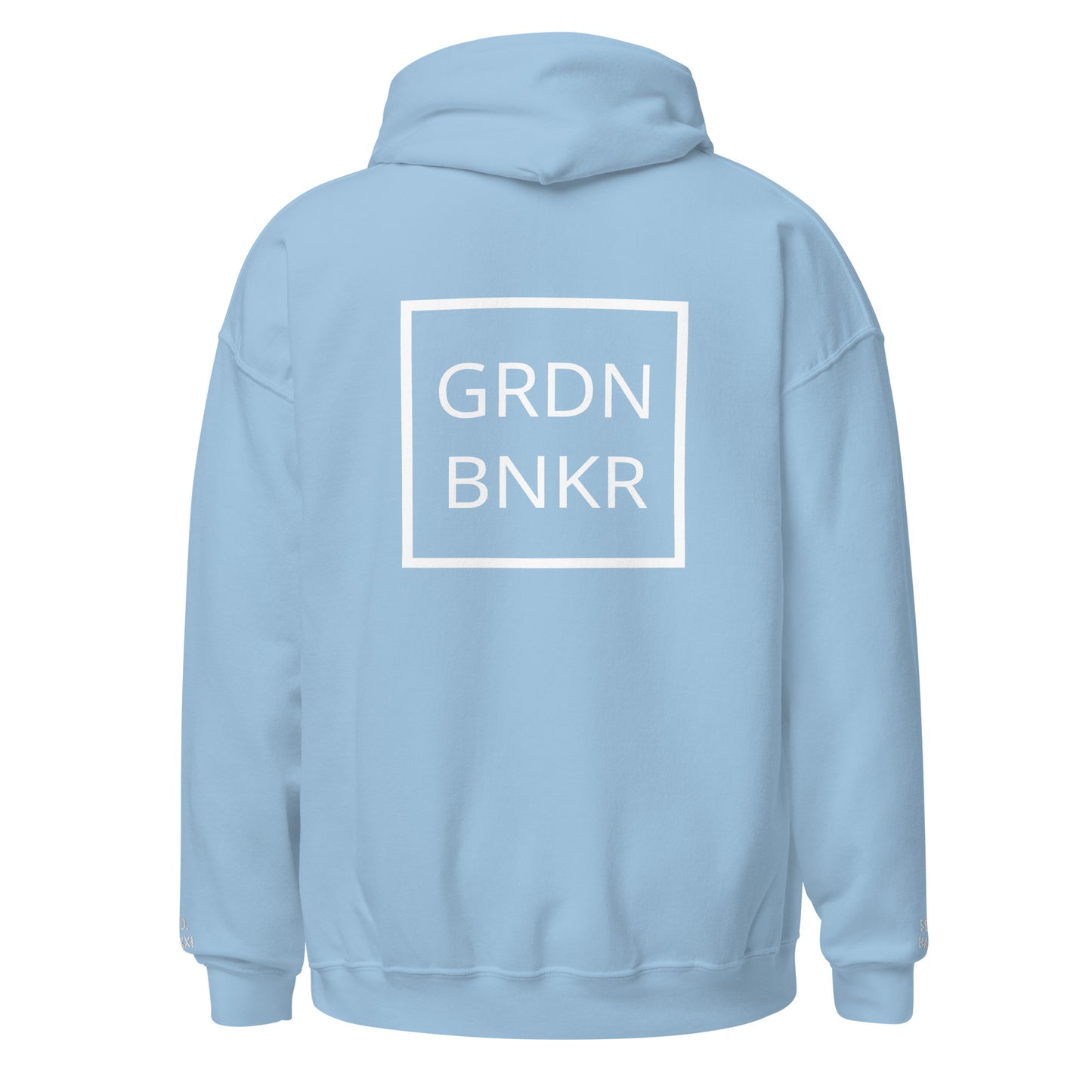 Unisex Hoodie with Back Logo GRDN BNKR (White)