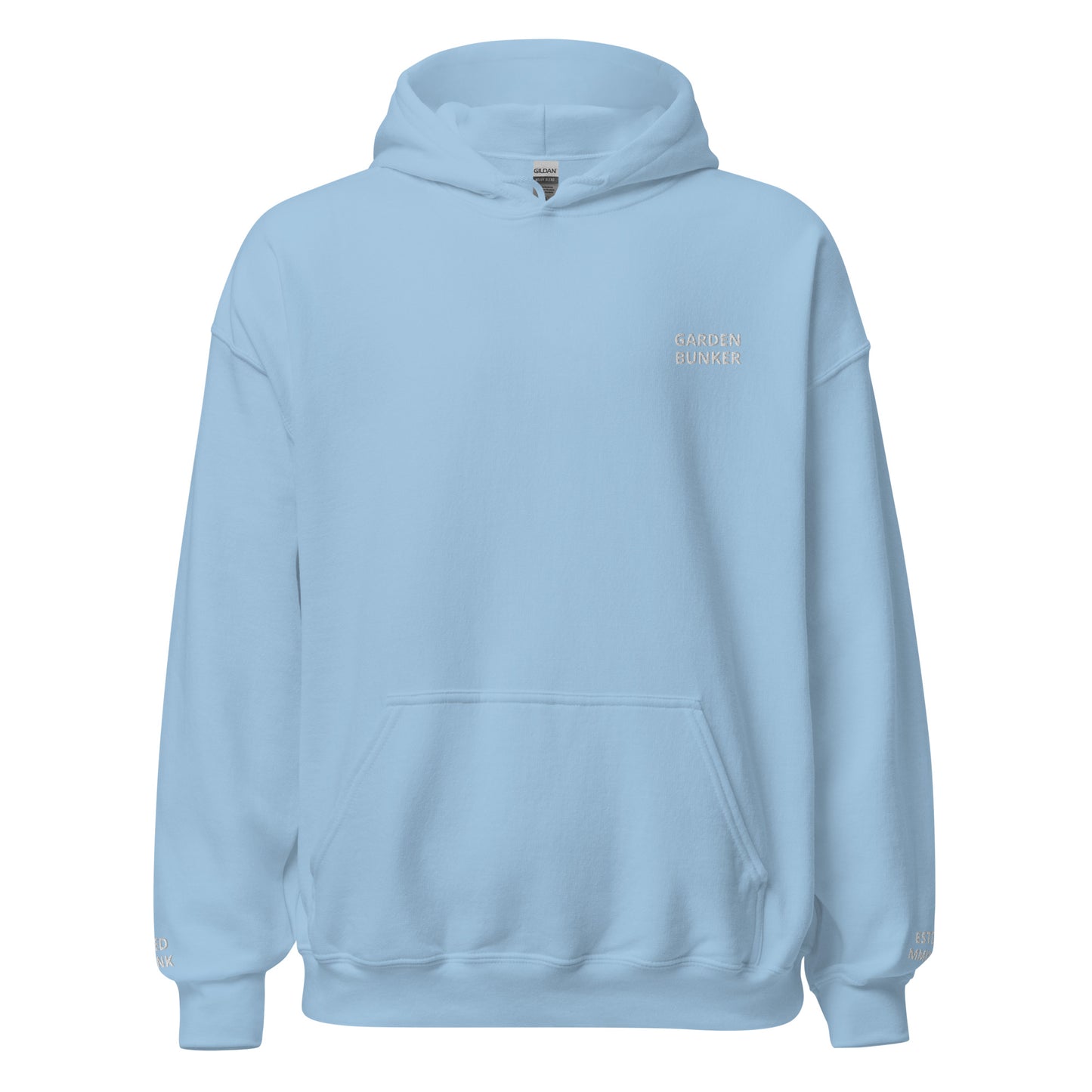 Unisex Hoodie with Back Logo GRDN BNKR (White)