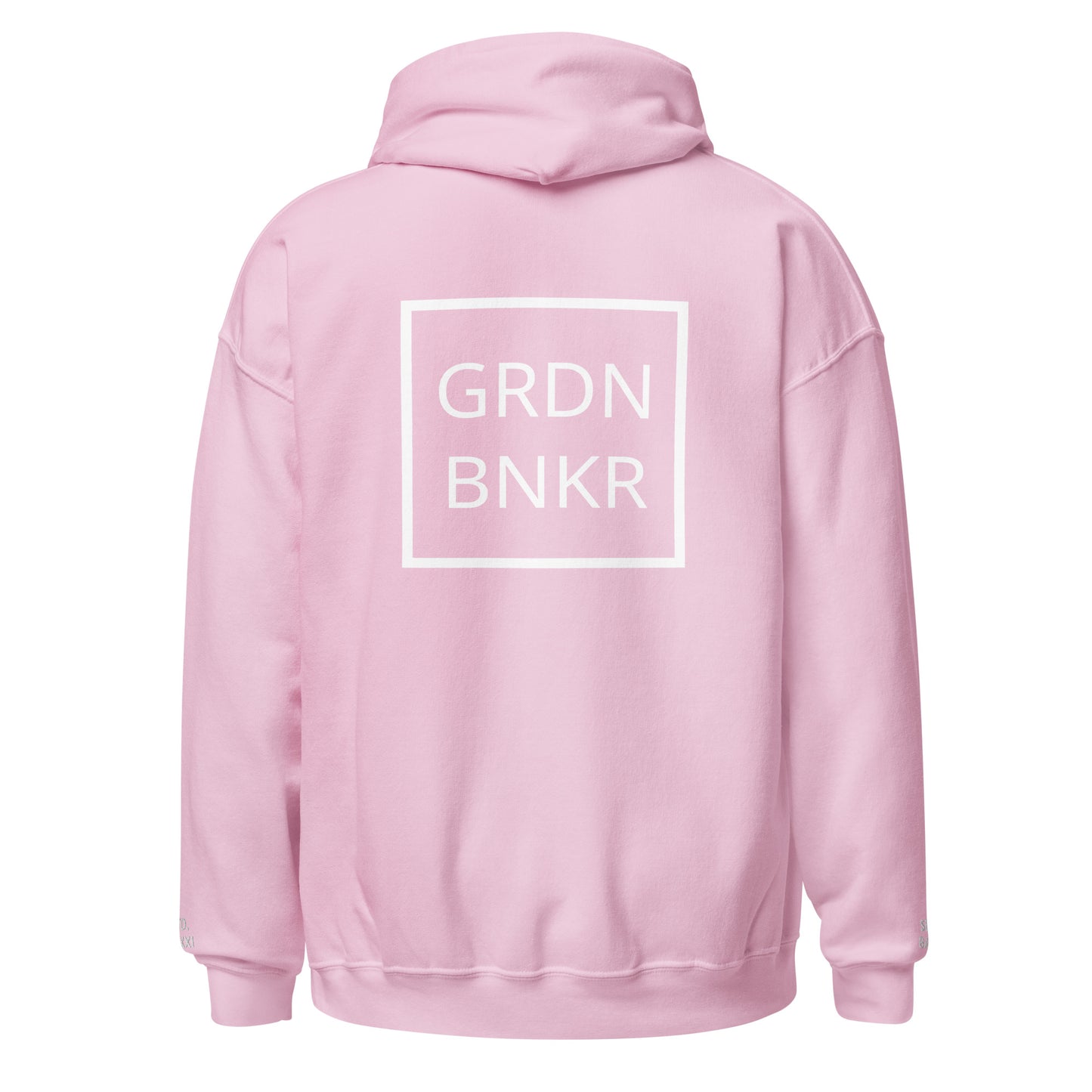 Unisex Hoodie with Back Logo GRDN BNKR (White)