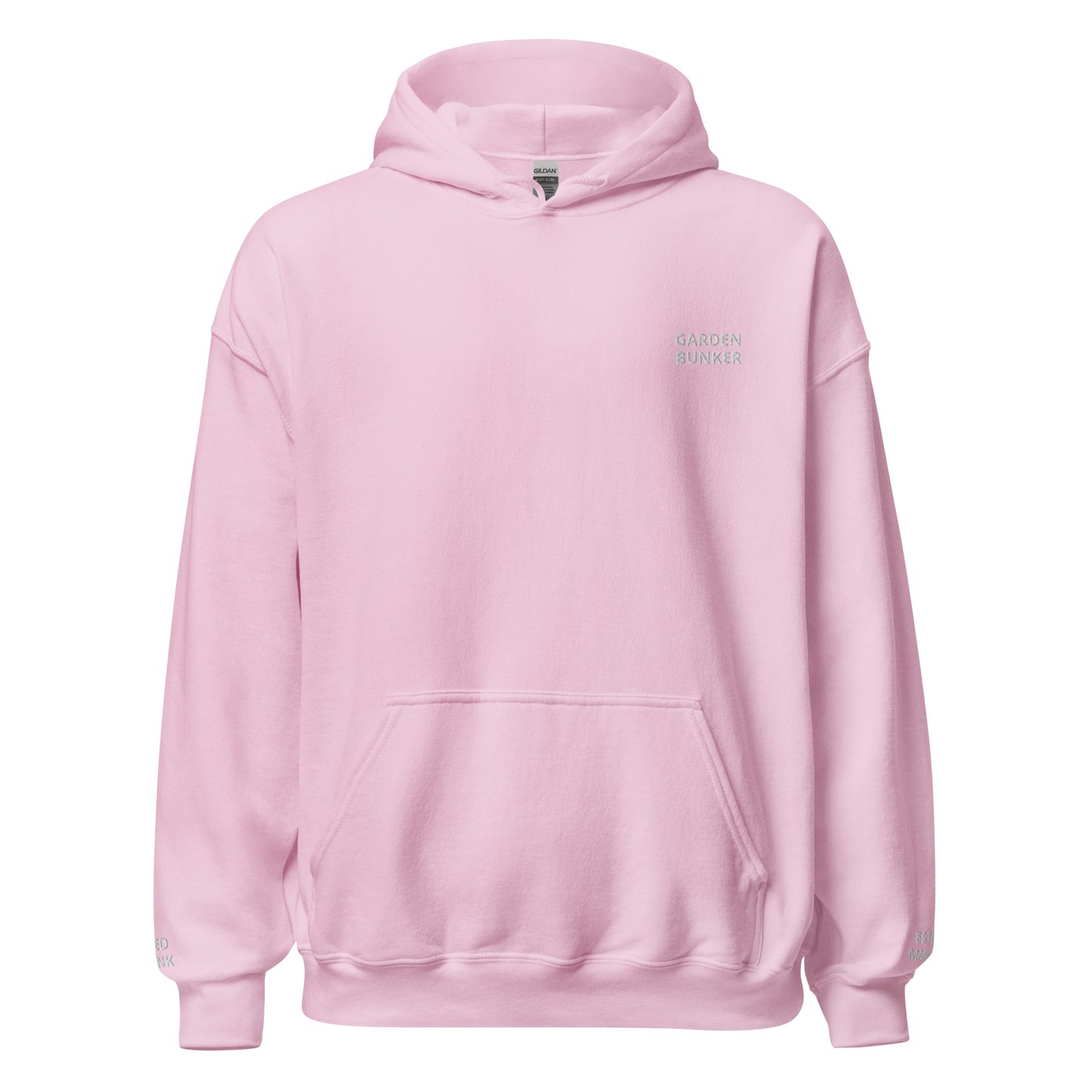 Unisex Hoodie with Back Logo GRDN BNKR (White)