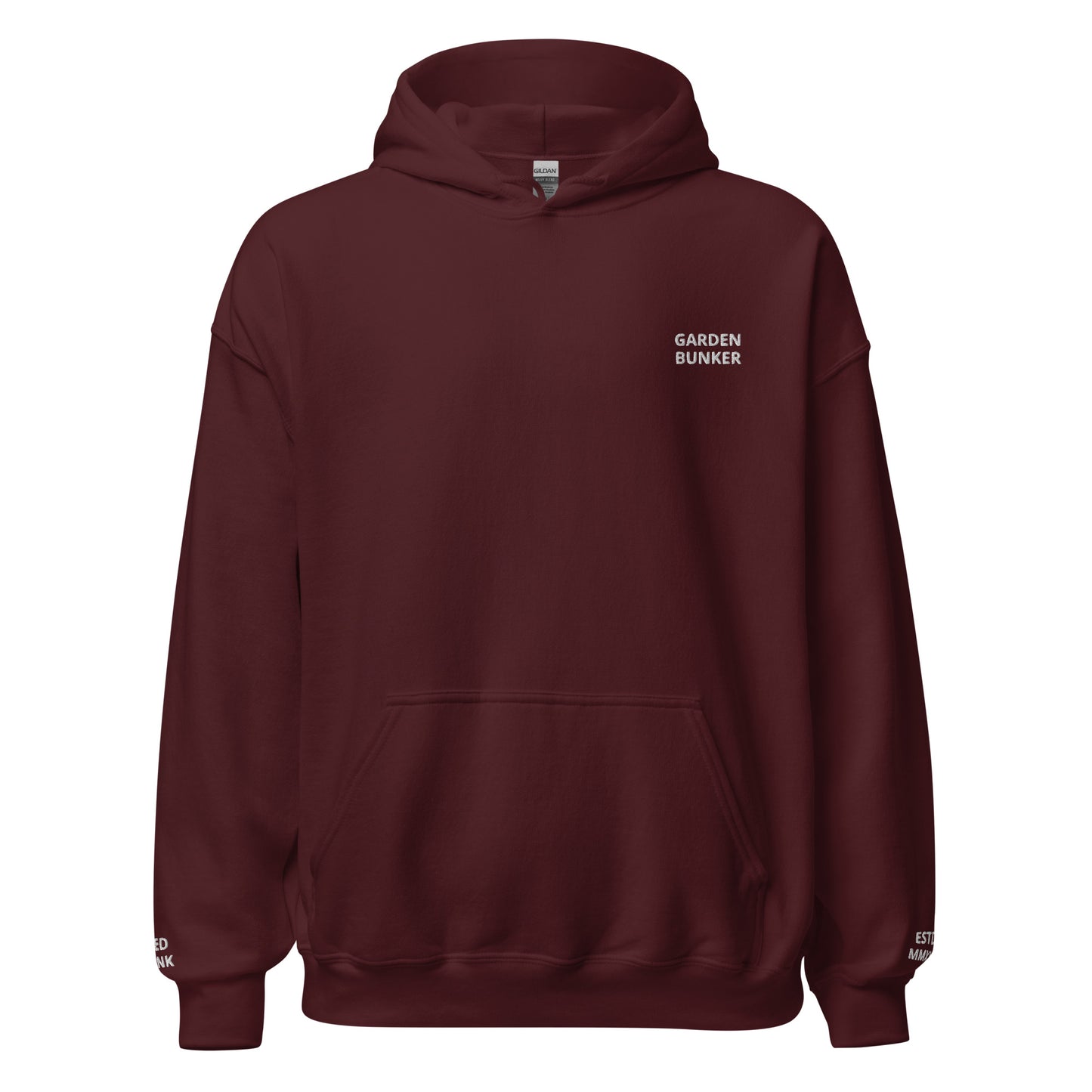 Unisex Hoodie with Back Logo GRDN BNKR (White)