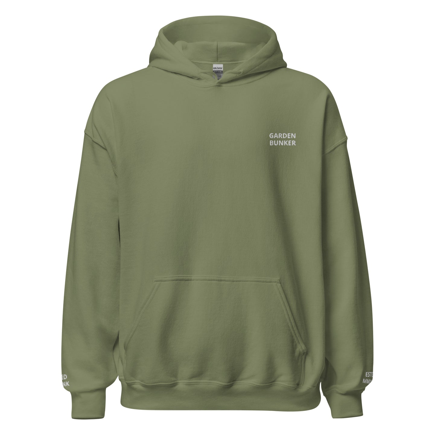 Unisex Hoodie with Back Logo GRDN BNKR (White)