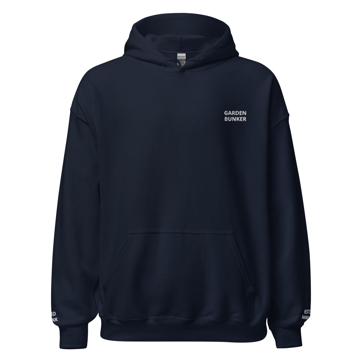 Unisex Hoodie with Back Logo GRDN BNKR (White)
