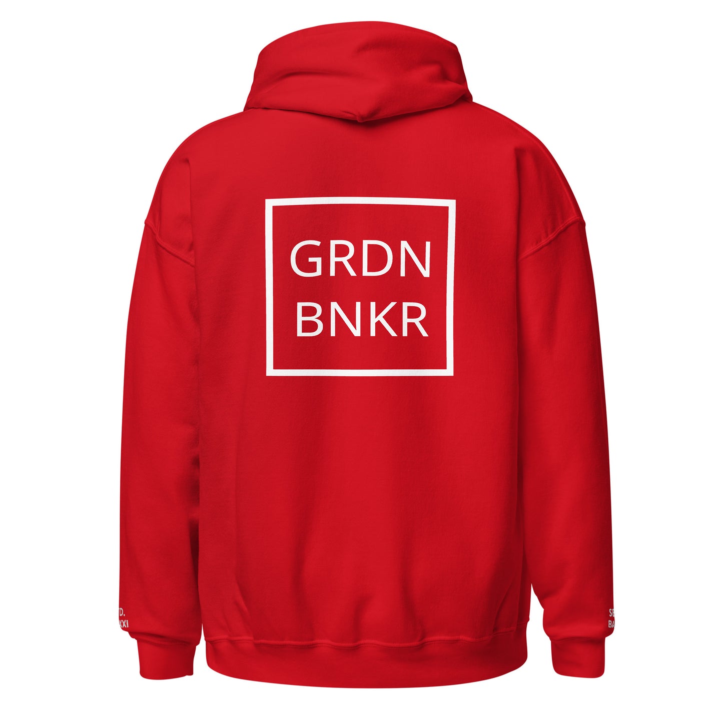 Unisex Hoodie with Back Logo GRDN BNKR (White)