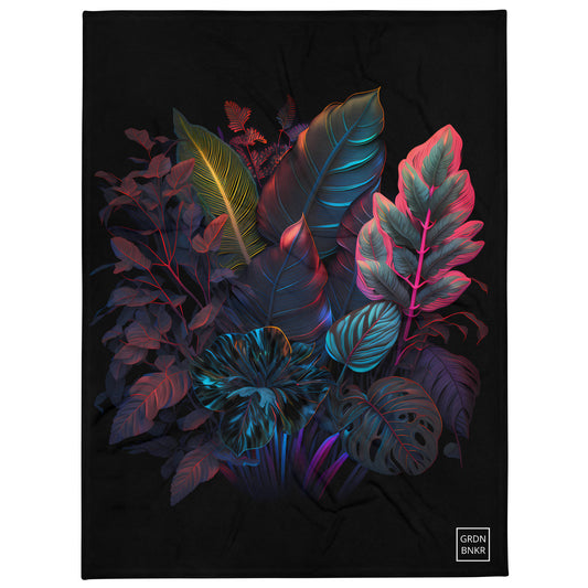 Throw Blanket with Vibrant Houseplant Foliage (Neon)