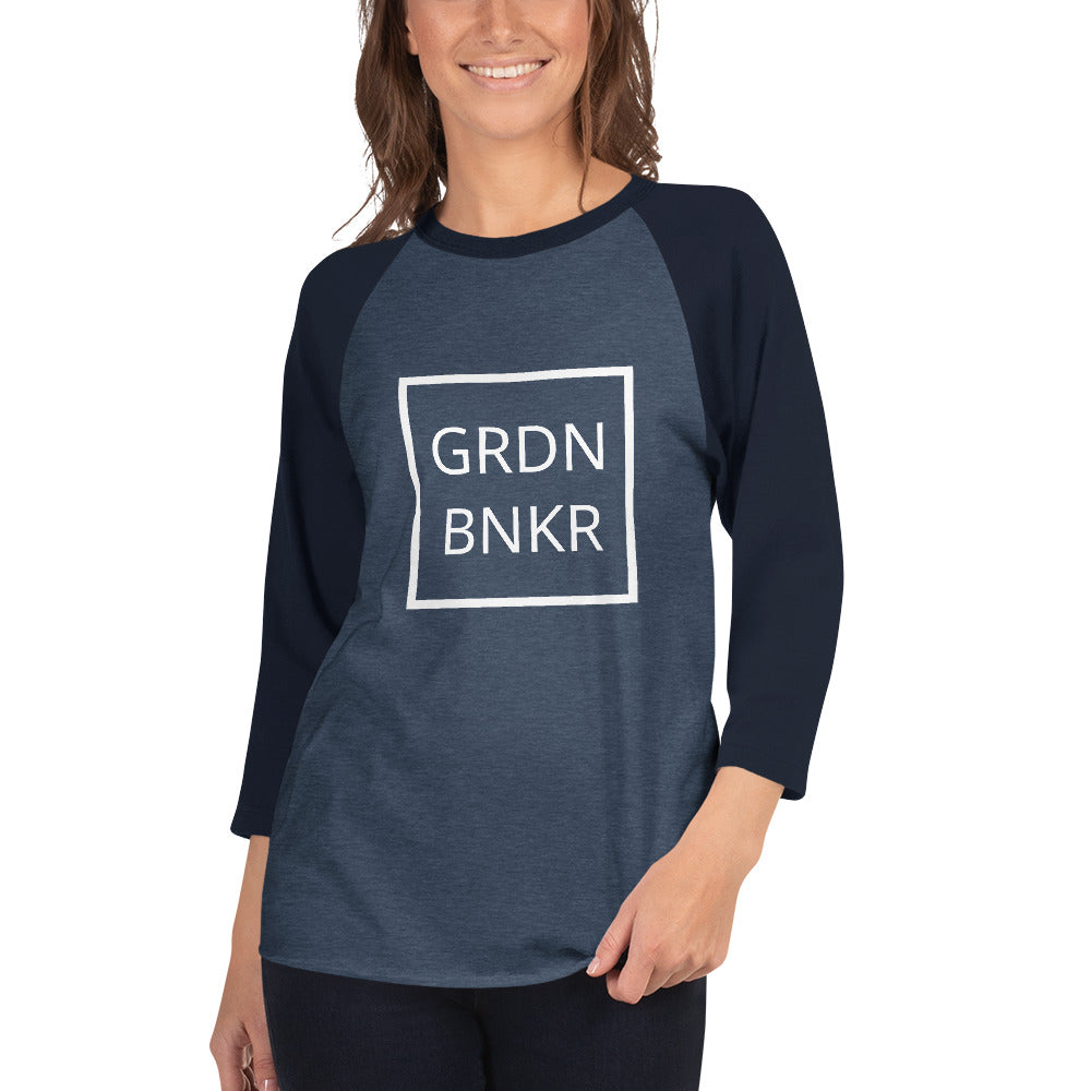 3/4 Sleeve Raglan Shirt with Front Logo GRDN BNKR (White)