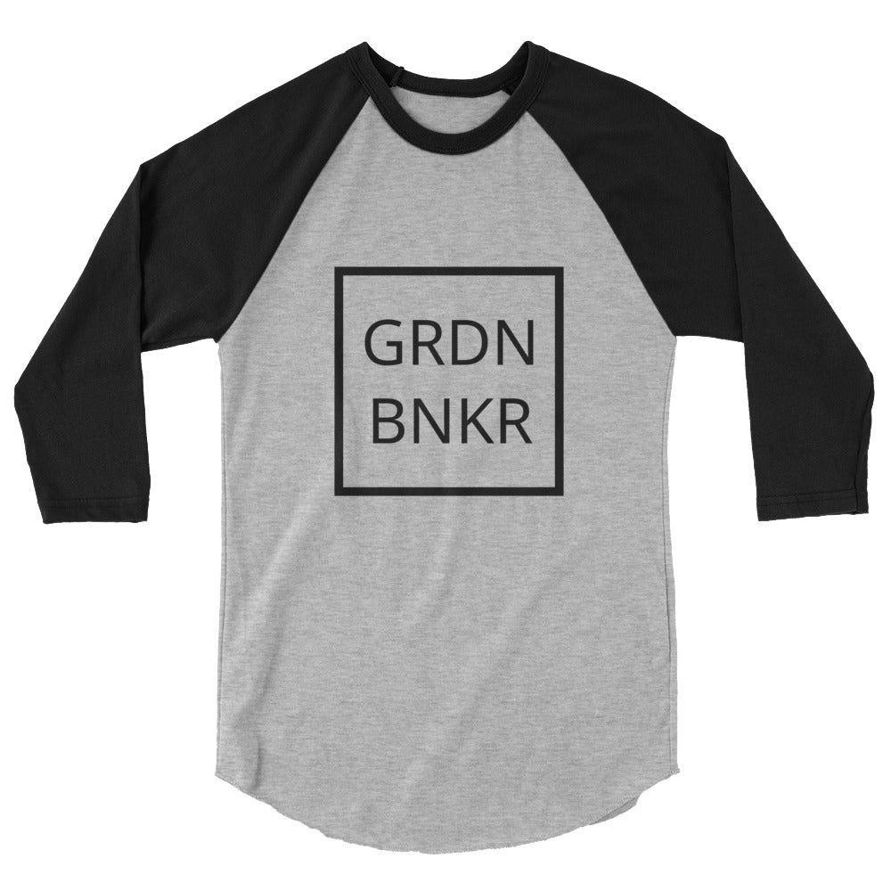 3/4 Sleeve Raglan Shirt with Front Logo GRDN BNKR (Black)