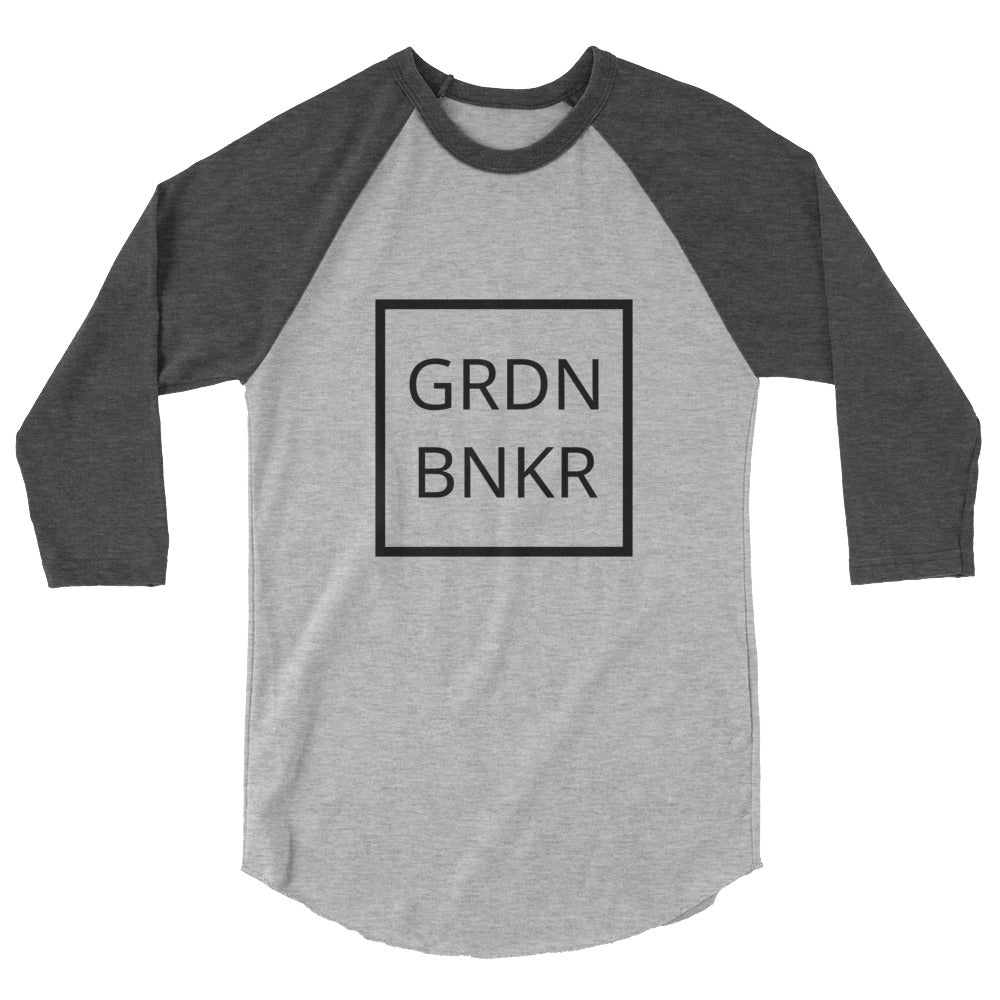 3/4 Sleeve Raglan Shirt with Front Logo GRDN BNKR (Black)