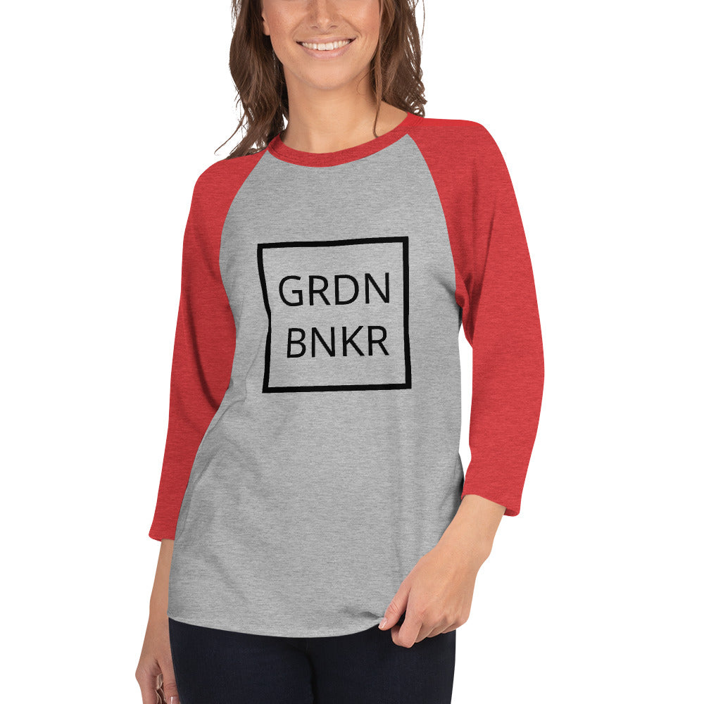 3/4 Sleeve Raglan Shirt with Front Logo GRDN BNKR (Black)