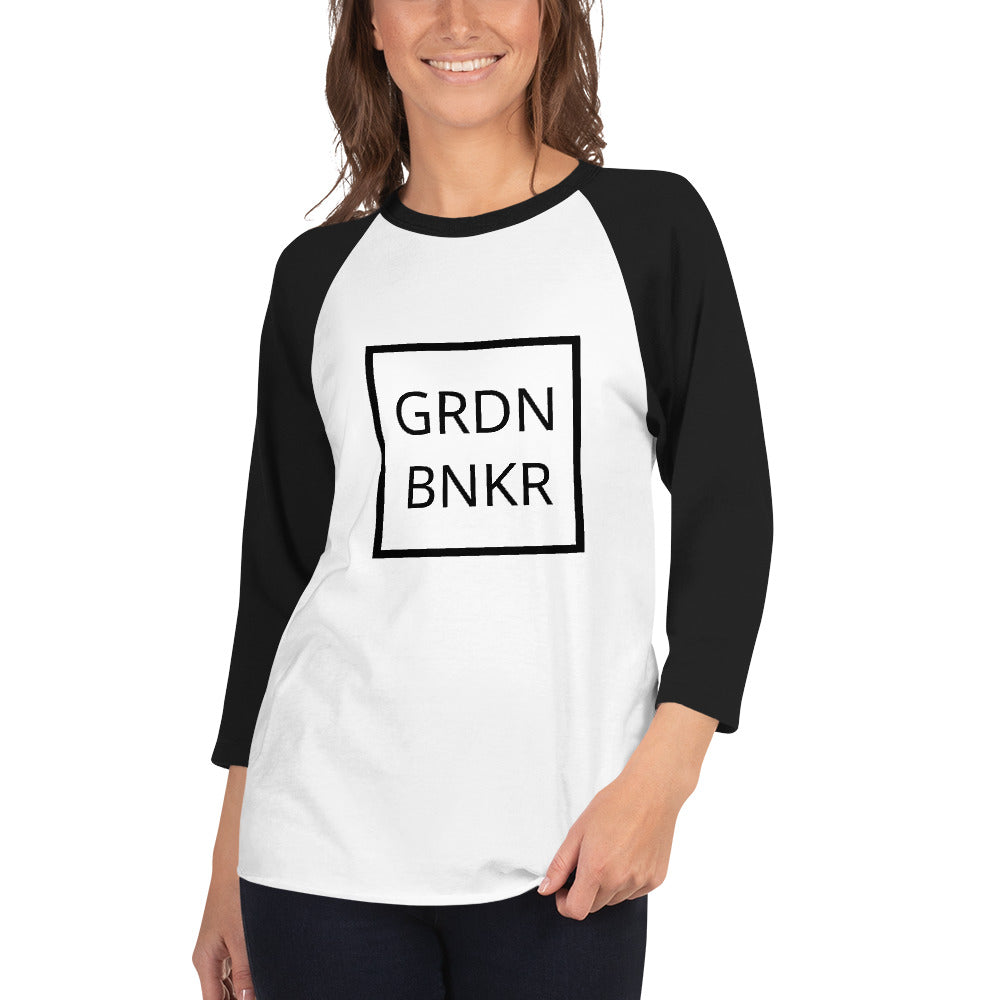 3/4 Sleeve Raglan Shirt with Front Logo GRDN BNKR (Black)