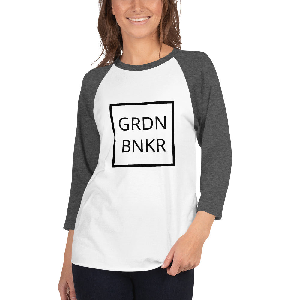 3/4 Sleeve Raglan Shirt with Front Logo GRDN BNKR (Black)