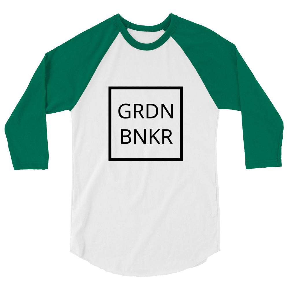 3/4 Sleeve Raglan Shirt with Front Logo GRDN BNKR (Black)