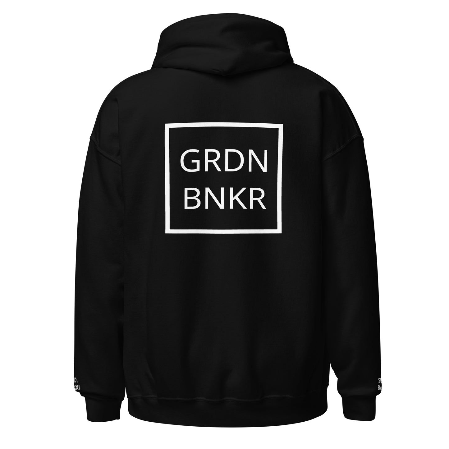Unisex Hoodie with Back Logo GRDN BNKR (White)
